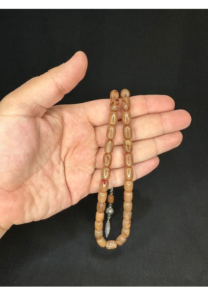 Sıkma Kehribar Tesbih Koyu Krem Renkli Kapsül Kesim 11,5mmx7,5mm T-608 modelleri
