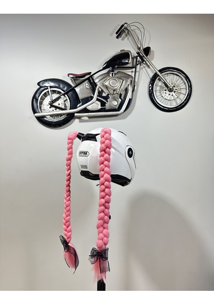 Motor & Motosiklet Kask Dış Aksesuar Çift Pembe Örgü Saç