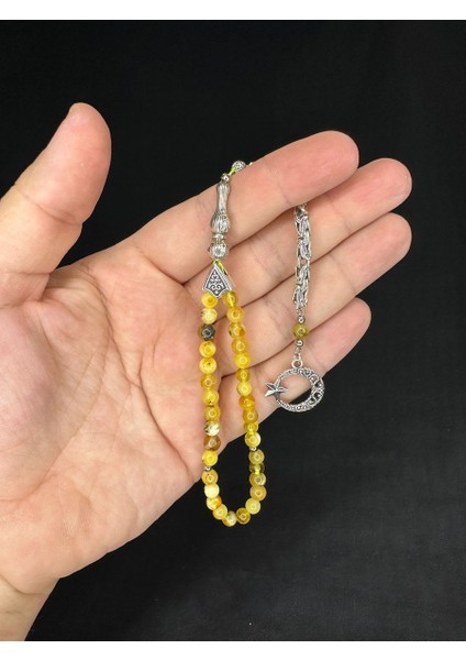 Damla Kehribar Tesbih Ukrayna 6 Gram Küre Kesim 6mm Bilek Boy T-640