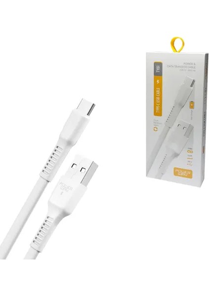 Ty-01 Beyaz USB 2.0 Type-C Şarj-Data Aktarım Kablosu