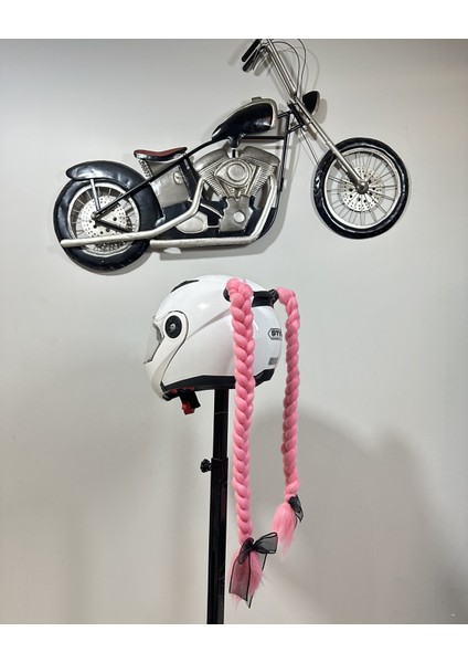 Motor & Motosiklet Kask Dış Aksesuar Çift Pembe Örgü Saç modelleri