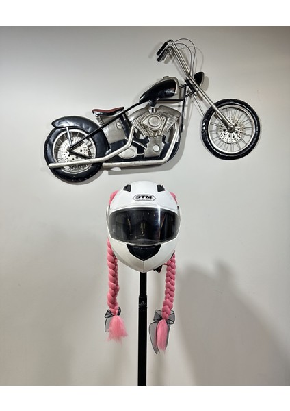 Motor & Motosiklet Kask Dış Aksesuar Çift Pembe Örgü Saç fırsatları