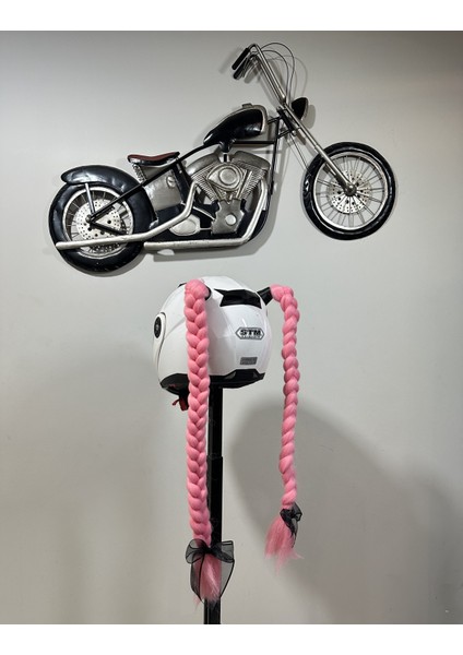 Motor & Motosiklet Kask Dış Aksesuar Çift Pembe Örgü Saç indirimleri