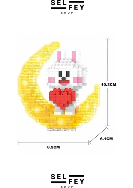 Legomodel Cocoa Rabbit Moon Gece Lambası Mini Figür