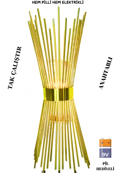 1 Adet-Kirpi Gold Aplik,Pilli Aplik led Ampüllü Tekli Duvar Apliği, Tekli Duvar Lambası, Otel Kafe Salon Ofis Için