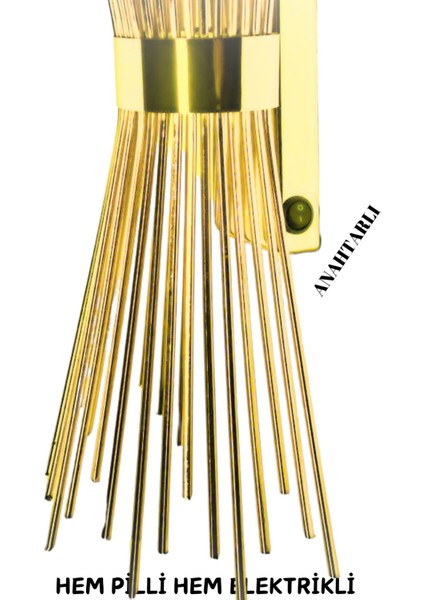 1 Adet-Kirpi Gold Aplik,Pilli Aplik led Ampüllü Tekli Duvar Apliği, Tekli Duvar Lambası, Otel Kafe Salon Ofis Için
