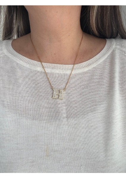 Çelik Zirkon Taşlı H Harf Kolye fiyatları