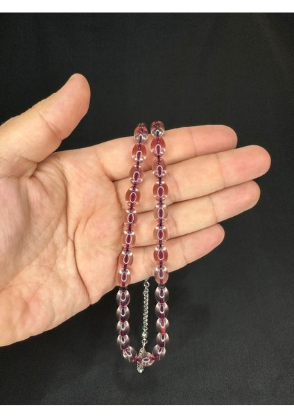 Ateş Kehribar Tesbih Şeffaf Renkli Beyzi Kesim 11 mmX8 mm T-614