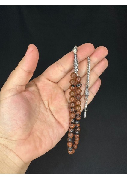 KAHVERENGİ OBSİDYEN TAŞI DOĞALTAŞ TESBİH KÜRE KESİM 8 MM T-554