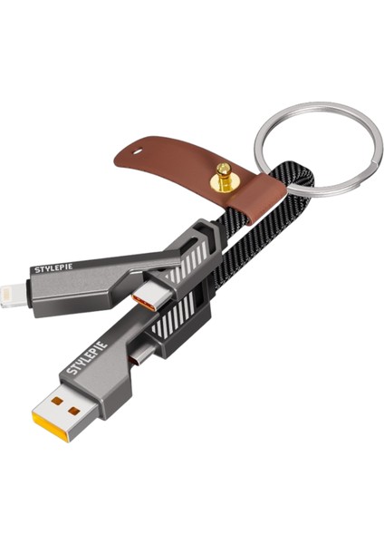 NT-DC44 4 In 1 60W Ip Örgü USB To Micro + Lightning + Type-C Şarj ve Data Kablosu