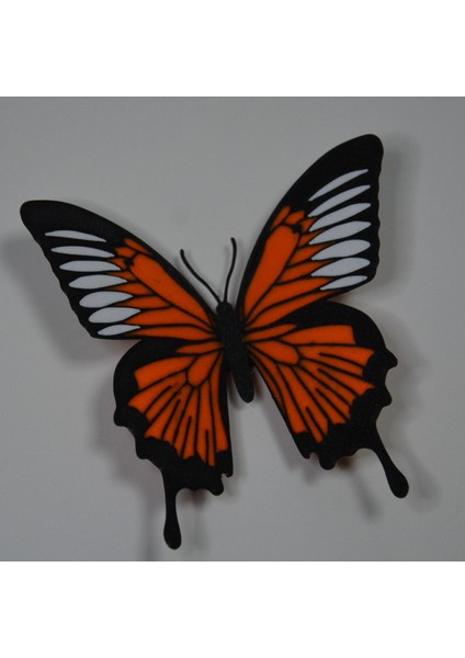 Kelebek Desenli Buzdolabı Magneti Turuncu - Beyaz