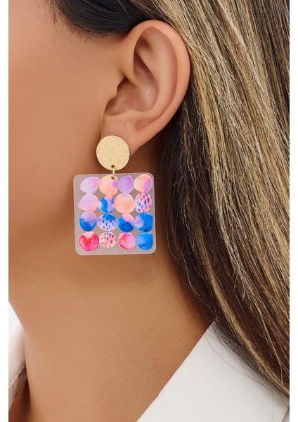 Şık Zarif Trend Küpe 18K Altın Kaplama Pirinç Asetat Küpelerimiz- Kadınlara Özel