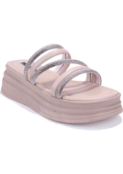 DZA07-1241305 Bej Taşlı Spor Kadın Terlik