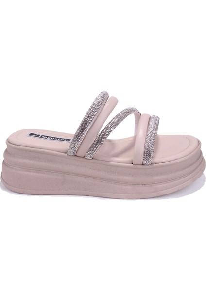 DZA07-1241305 Bej Taşlı Spor Kadın Terlik fiyatları