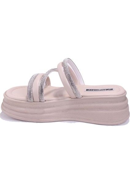 DZA07-1241305 Bej Taşlı Spor Kadın Terlik modelleri