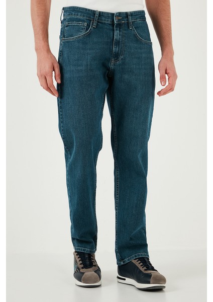 Pamuklu Comfort Fit Yüksek Bel Boru Paça Jeans Erkek Kot Pantolon 4400s56texas
