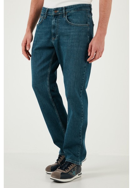 Pamuklu Comfort Fit Yüksek Bel Boru Paça Jeans Erkek Kot Pantolon 4400s56texas