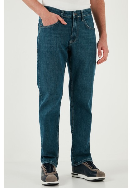 Pamuklu Comfort Fit Yüksek Bel Boru Paça Jeans Erkek Kot Pantolon 4400s56texas