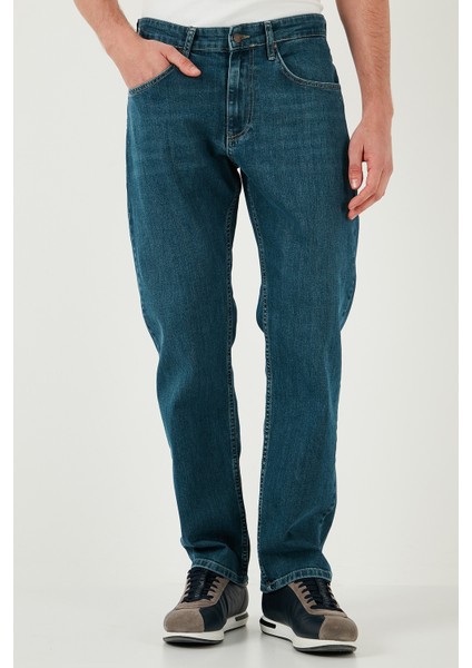 Pamuklu Comfort Fit Yüksek Bel Boru Paça Jeans Erkek Kot Pantolon 4400s56texas
