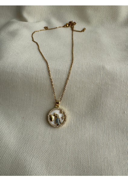 Çelik Mineli Kova Burcu Kolyesi