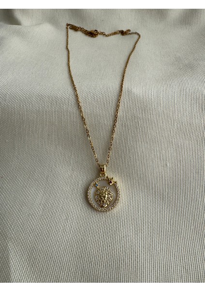 Çelik Mineli Aslan Burcu Kolyesi