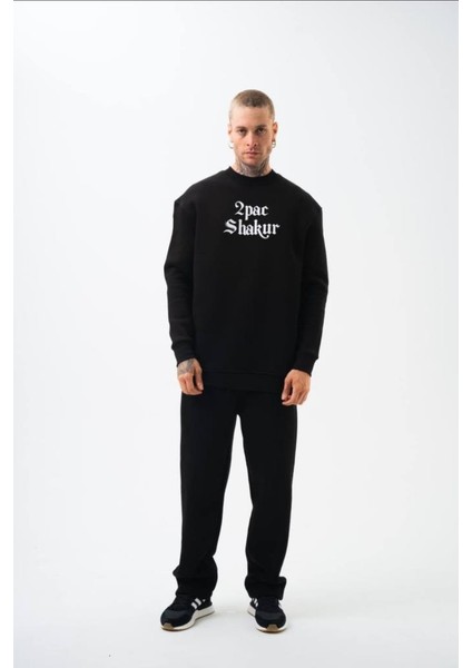 Unisex Tupac Shakur Sweatshirt Siyah modelleri