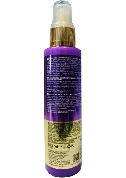 Collagen & Biotin Ekstra Hacim Sıvı Saç Kremi 150 ml - Kolajen Biotin İnce ve Seyrek Saçlar fırsatları