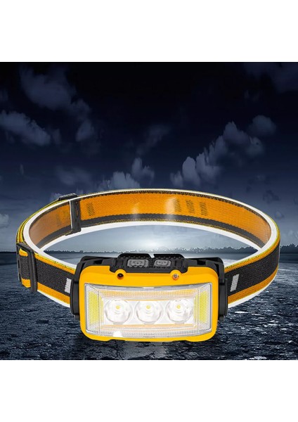Sarı 10 Watt Sensörlü 11 Işık Modlu Kafa Lambası 24 Beyaz Smd - 6 Kırmızı Smd - 1 Po Wer Ledli