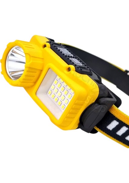 Sarı 10 Watt Sensörlü 1 LED 24 Smd LED 11 Işık Modlu Kafa Lambası