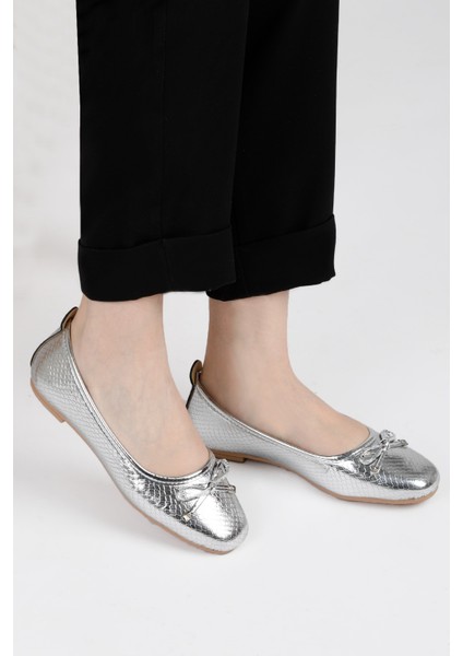 Fiyonklu Kadın Balerin Babet Altın Yılan Desen Gold, Gümüş, Leopar Renklerde fiyatları