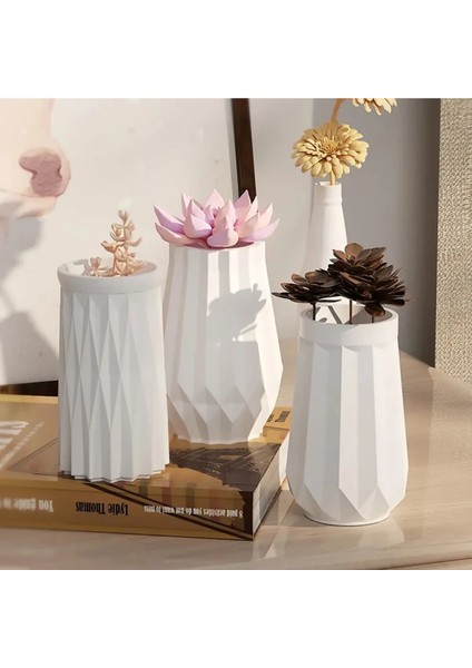Epoksi Silikon Vazo Kalıbı Beton Vazo Taş Tozu Mumluk Kalıbı Silikon (10.5x5.9 cm ) modelleri