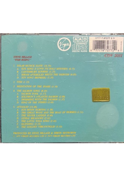 (Plak Değildir CD Dir) CD Steve Hillage Fish Rising CD