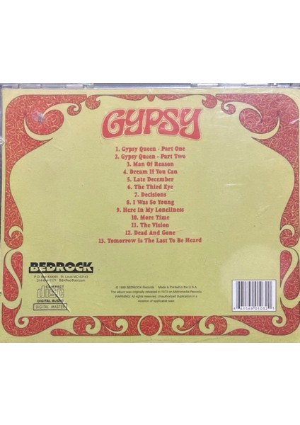 (Plak Değildir CD Dir) CD Gypsy Gypsy CD