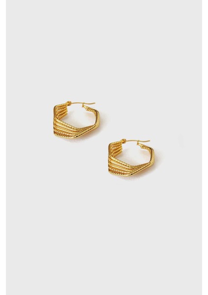 Işlemeli Vektör Altın Kaplama Küpe