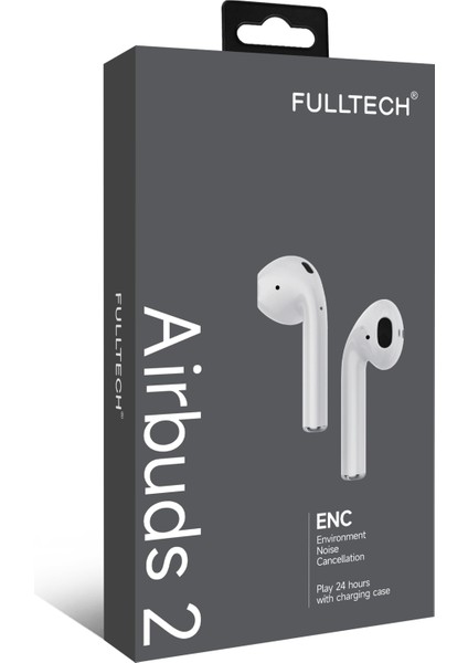 Airbuds 2 Kablosuz Bluetooth Kulaklık | Enc Gürültü Engelleme | 24 Saat Şarj Süresi | Ios & Android Uyumlu