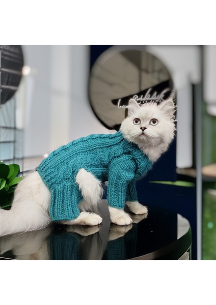 Kedi Köpek için Saç Örgülü Turkuaz Balıkçı Tulum fırsatları