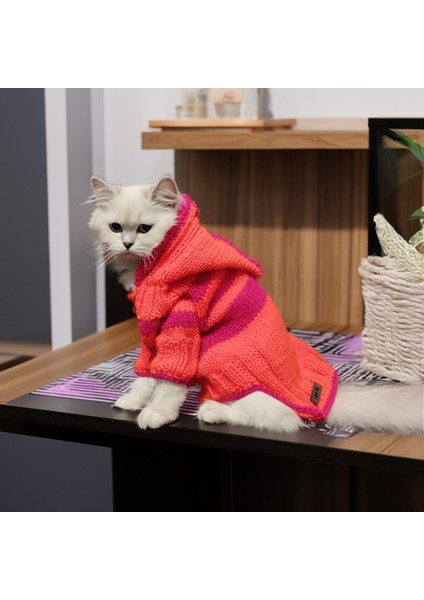 Kedi Köpek için Turuncu Fuşya Aşkı Hırka