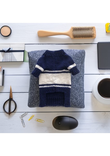 Kedi Köpek için Mavi Beyaz Denizci Kazak modelleri