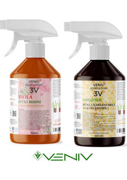 3V Prooter Bitki Köklendirici 500 Ml+ Viola Çiçeklendirici Bitkisi Besini 500 ml