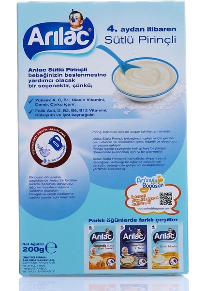 Arılac Instant Sütlü Pirinçli Ek Gıda 200 gr fiyatları