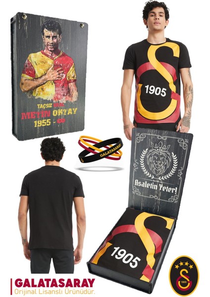 Orijinal Lisanslı Büyük Logolu T-Shirt + Bileklik Set Hediyelik Ahşap Kutulu