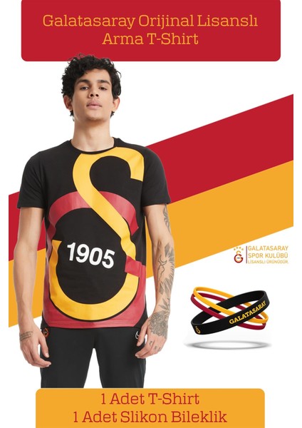 Orijinal Lisanslı Büyük Logolu T-Shirt + Bileklik Set Hediyelik Ahşap Kutulu