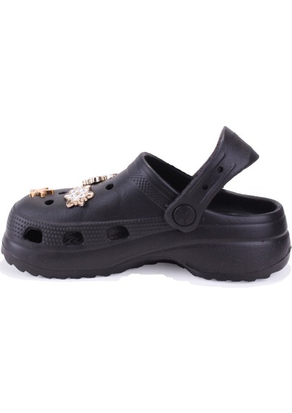 DJA75-205 Siyah Taşlı Ortopedik Günlük Kız Çocuk Cross Spor Terlik modelleri