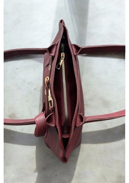 Elegante Bordo Kemer Detay Kadın Omuz Çantası fiyatları
