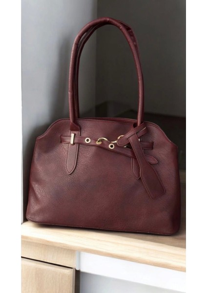 Elegante Bordo Kemer Detay Kadın Omuz Çantası modelleri