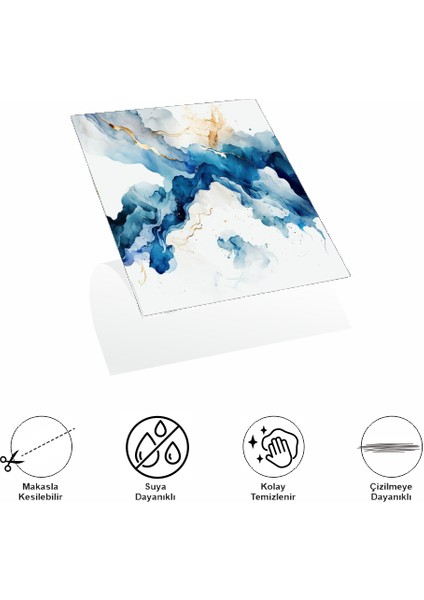 Decohandy 30X30 cm Pvc Duvar Karosu 4'lü Paket - Mavi Desen