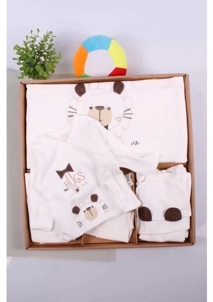 Ayıcık Desenli 10 Parça Kutulu Pamuk Erkek Bebek Hastane Çıkışı