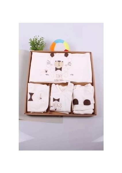 Ayıcık Desenli 10 Parça Kutulu Pamuk Erkek Bebek Hastane Çıkışı