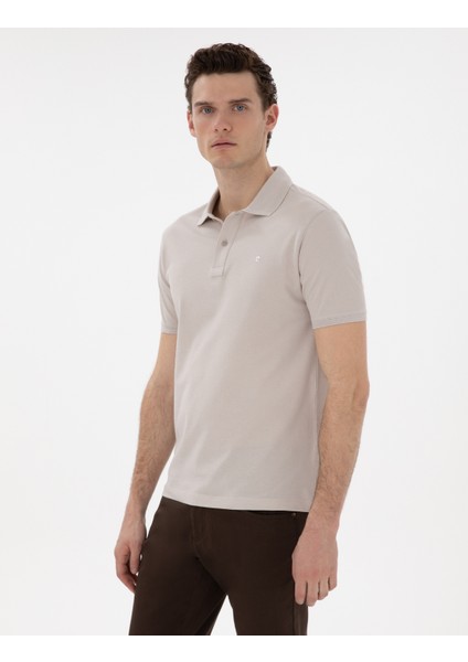 Erkek Taş Slim Fit Kıvrılmaz Polo Yaka Basic Tişört 50302561-VR049