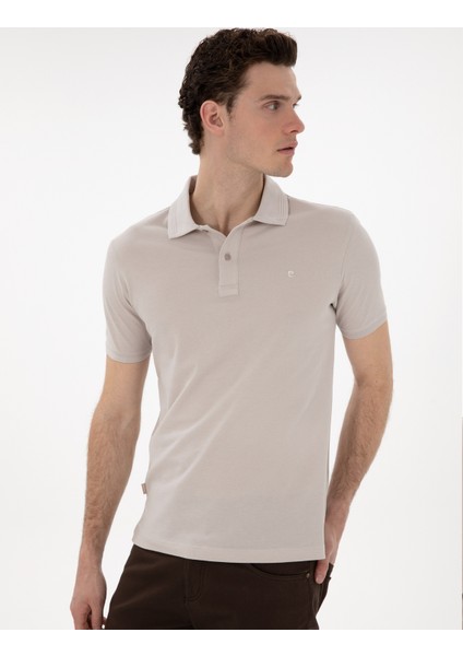 Erkek Taş Slim Fit Kıvrılmaz Polo Yaka Basic Tişört 50302561-VR049